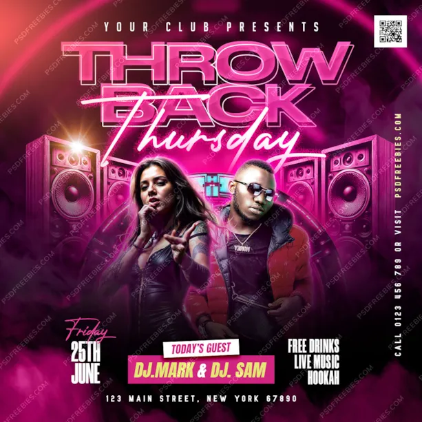 Thursday Club Party Social Media Post PSD