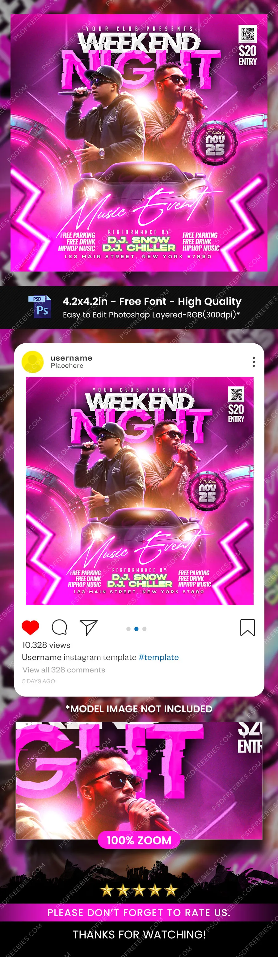 Weekend Night Club Music Event Post PSD