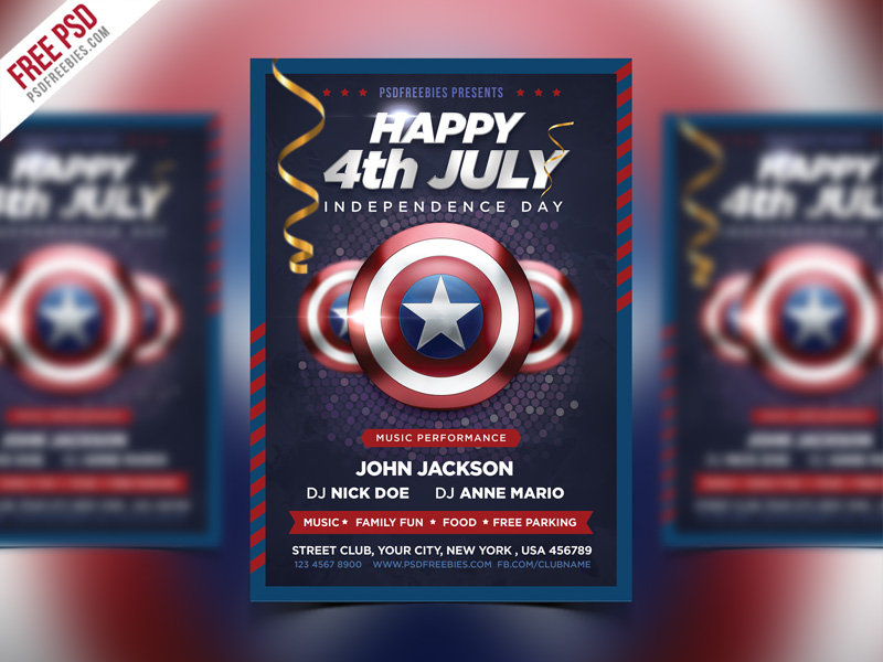 4th of July Event Flyer PSD Template Bundle | PSDFreebies.com
