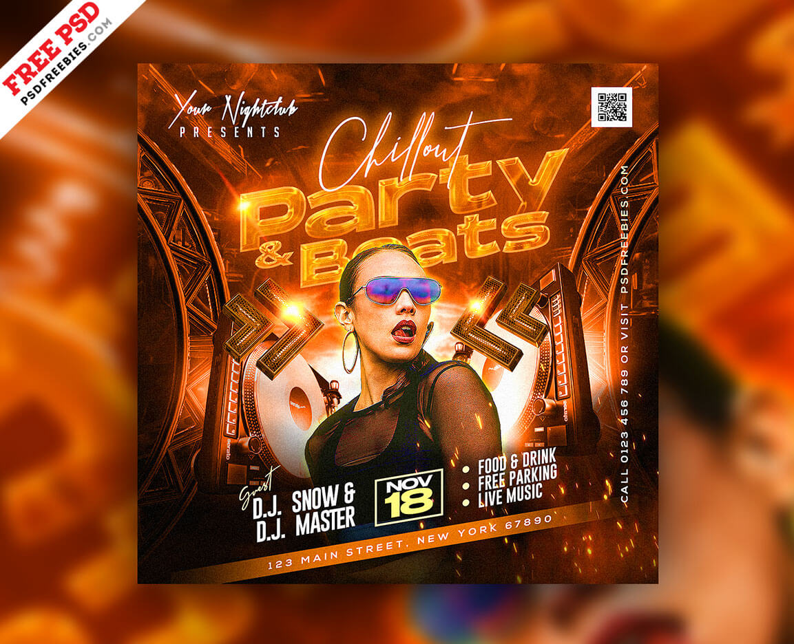 Club Party Beats Social Media Post PSD | PSDFreebies.com