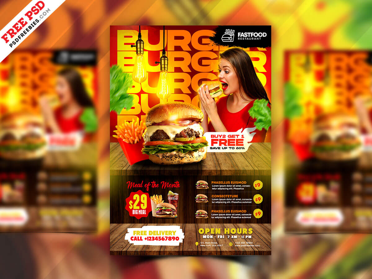 Fast Food Business Promotion Flyer Design PSD | PSDFreebies.com