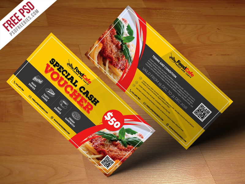 Food Cash Voucher Template Free PSD | PSDFreebies.com