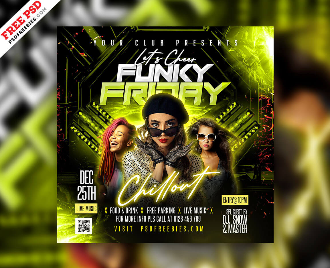Funcky Post Funky Friday Music Party Social Media Post PSD | PSDFreebies.com
