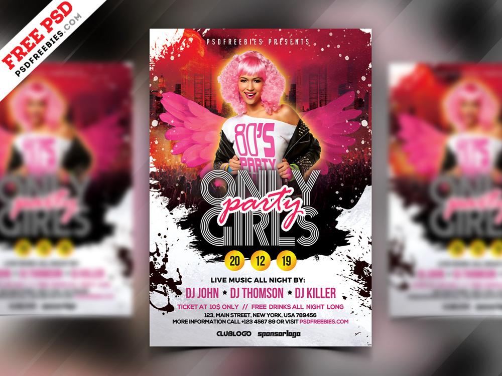 Girls Party Flyer Design PSD Template | PSDFreebies.com