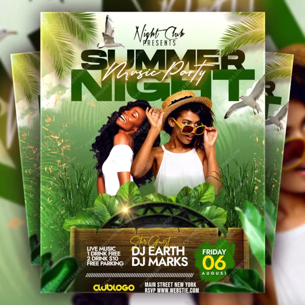 Night Club Summer Party Flyer PSD Template