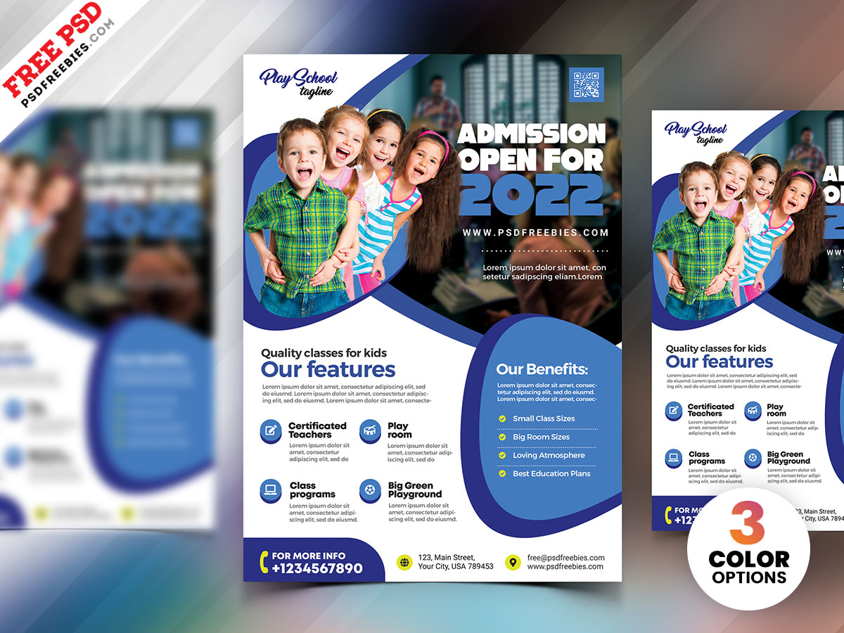 Kids School Admission Flyer PSD Template | PSDFreebies.com