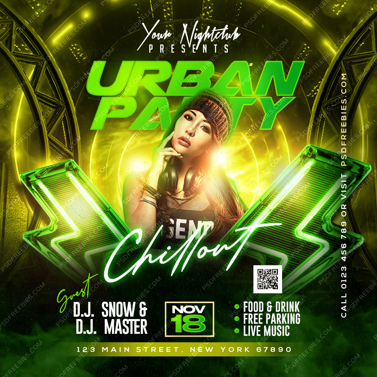 Night Club DJ Party Social Media Post PSD Template | PSDFreebies.com