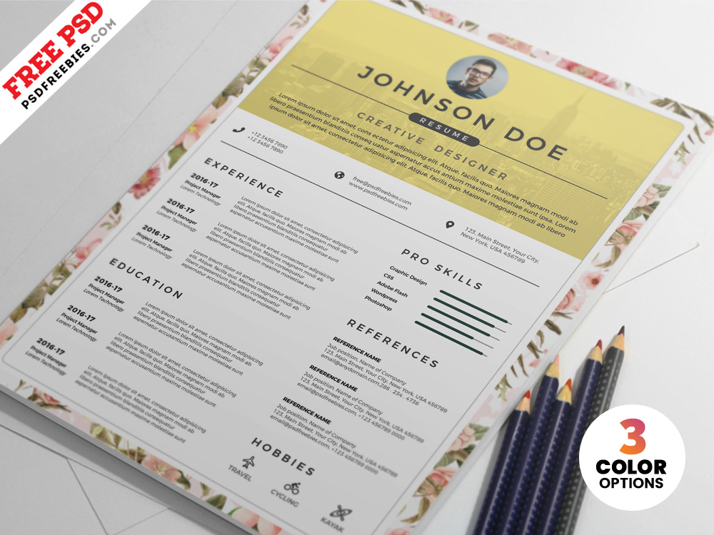 PSD Clean Resume CV Design Templates | PSDFreebies.com