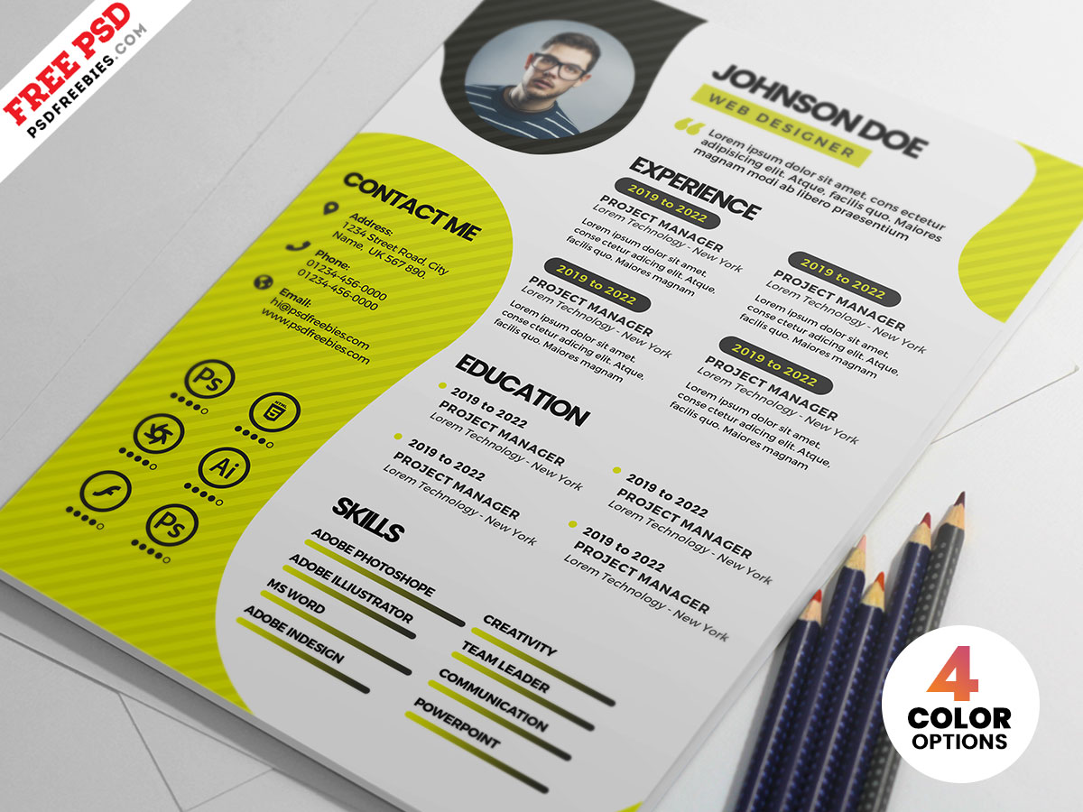 View of Personal Portfolio Resume PSD Template | PSDFreebies.com