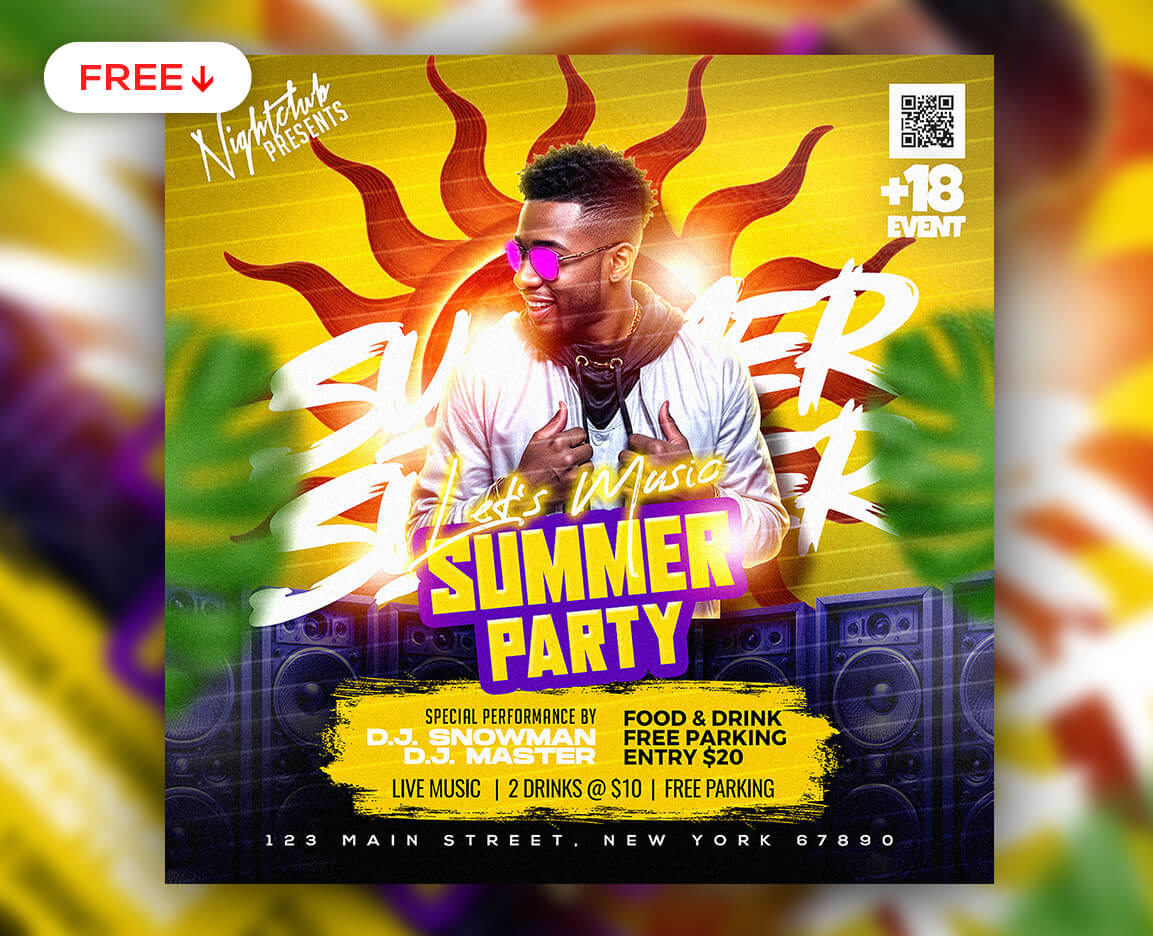 Summer DJ Party Post PSD Template | PSDFreebies.com
