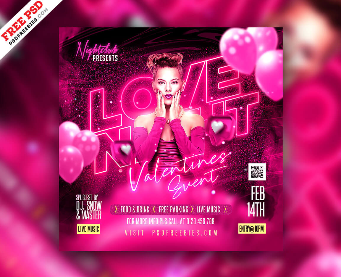 Valentines Day Event Invitation Post PSD | PSDFreebies.com
