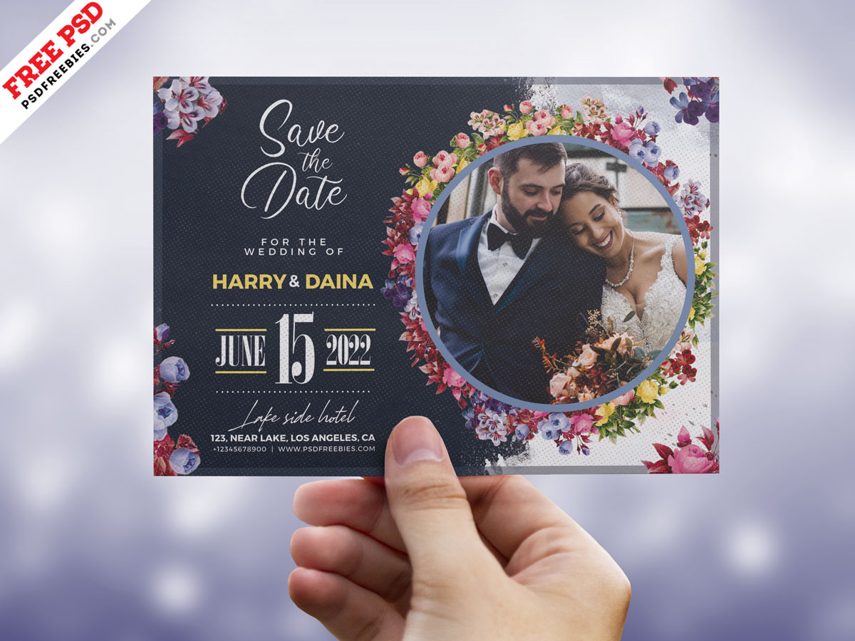 Wedding Invitation Card with Photo PSD | PSDFreebies.com, image size:1200x900