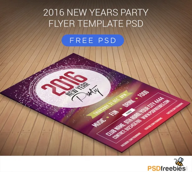 2016 New Years Party Flyer Free PSD