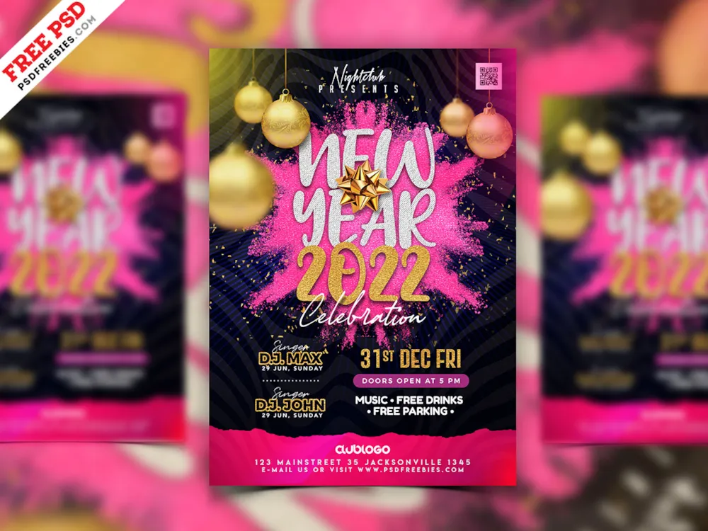 2022 New Year Party Invitation Flyer PSD