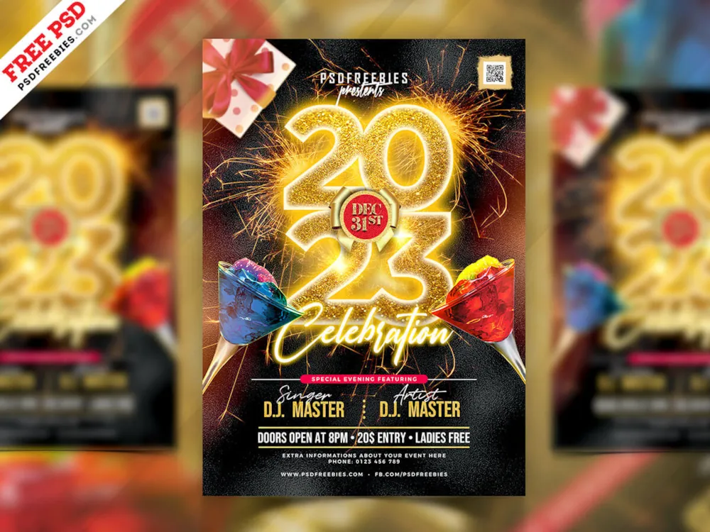 2023 New Year Celebration Party Flyer PSD