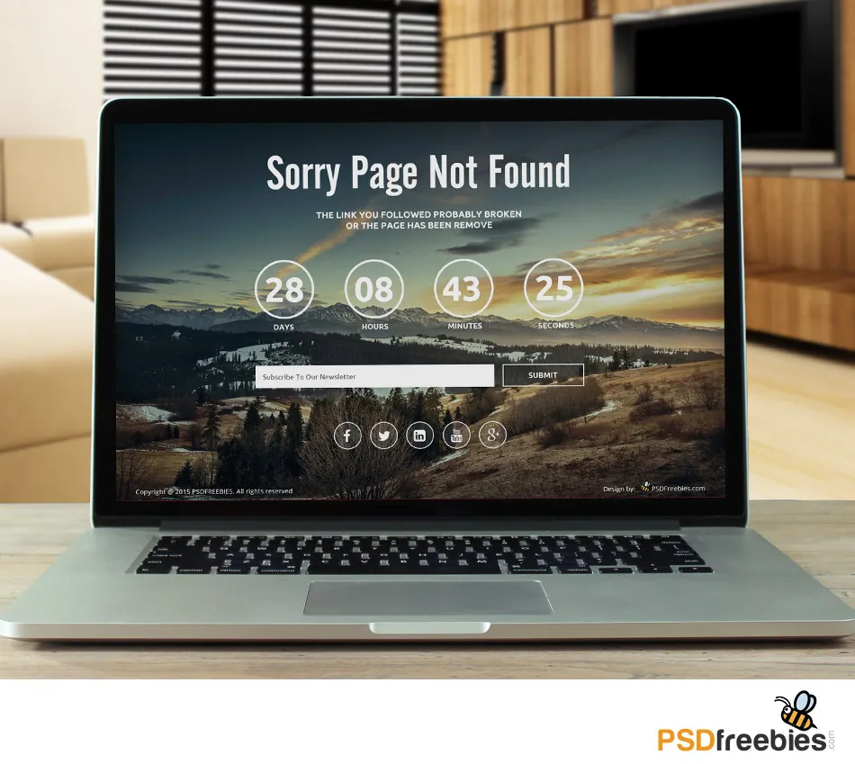Coming Soon or 404 page with Counter Set PSD