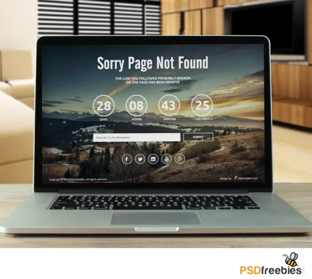 Coming Soon or 404 page with Counter Set PSD