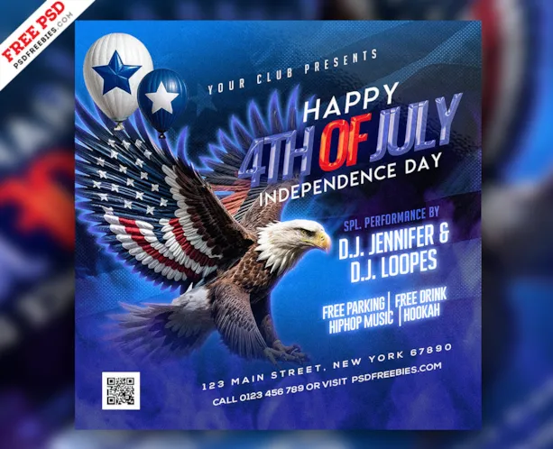 4th July Independence Day Post PSD