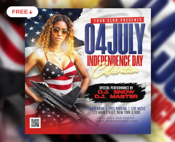 4th of July Independence Day Celebration Post PSD