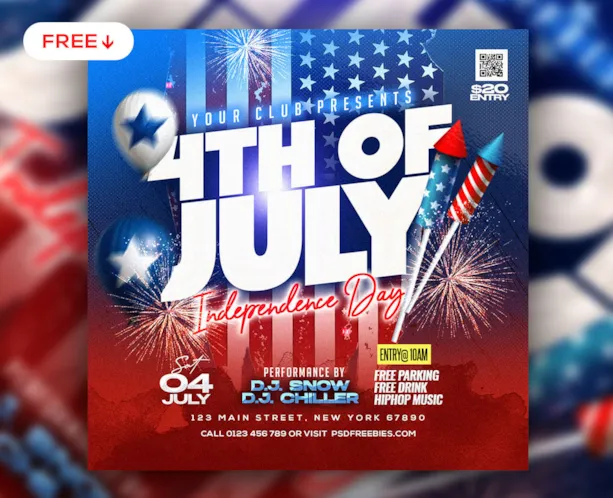 4th of July US Independence Day Post PSD