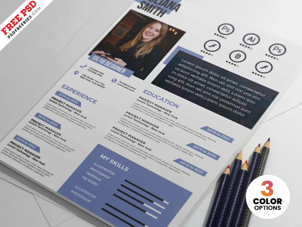 A4 Size Creative Resume PSD Template