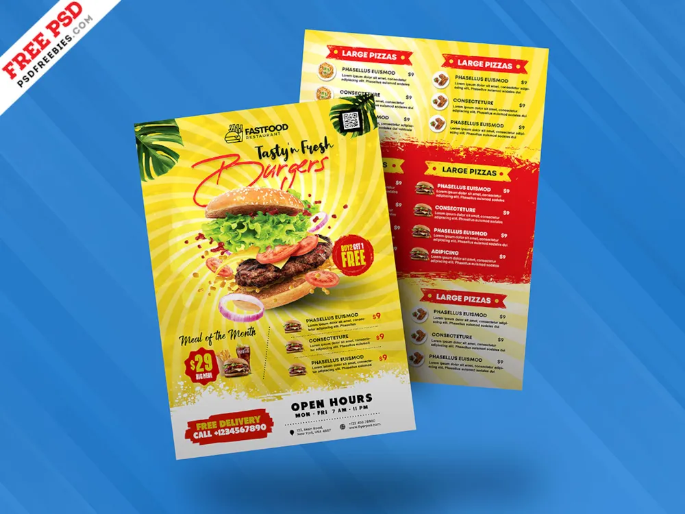 A4 Size Food Menu Design PSD Templates