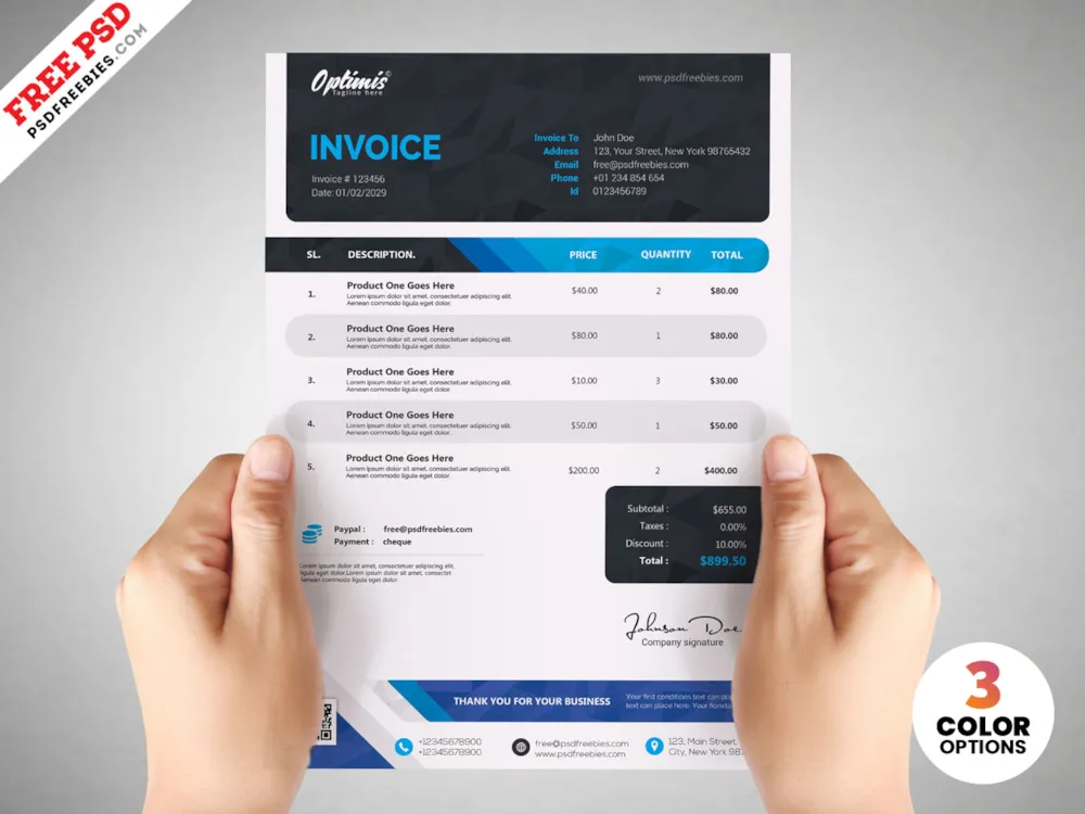 A4 Size Invoice Design Templates PSD