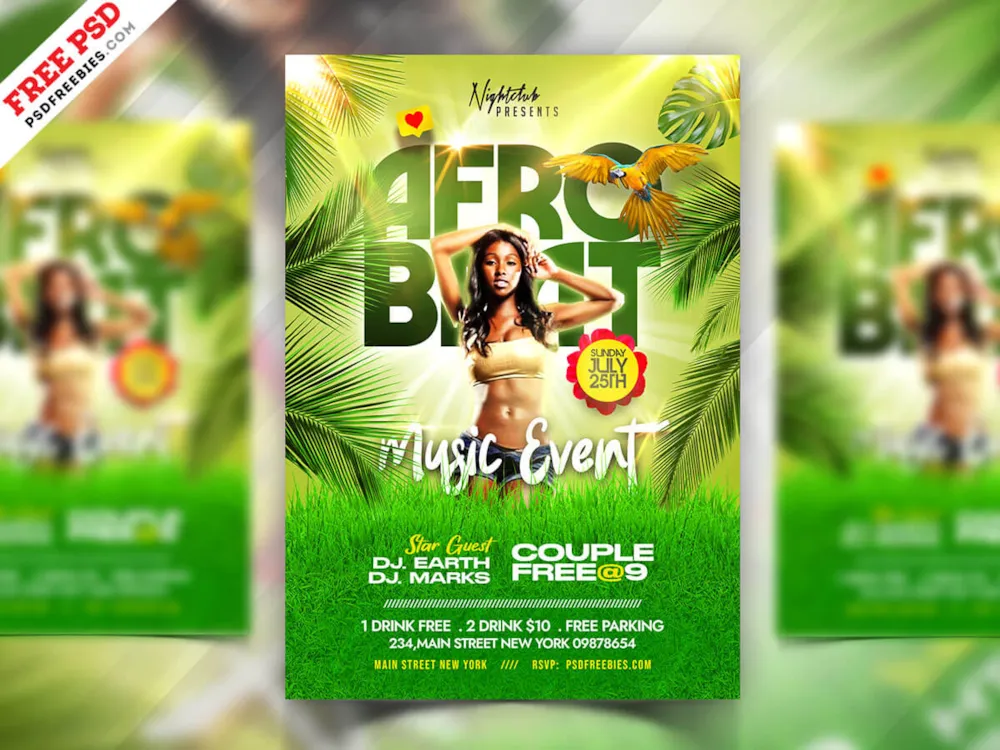 Afro Beat Event Party Flyer PSD Template