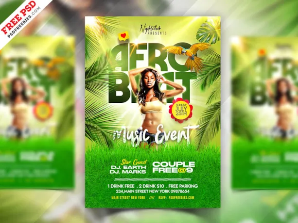 Afro Beat Event Party Flyer PSD Template