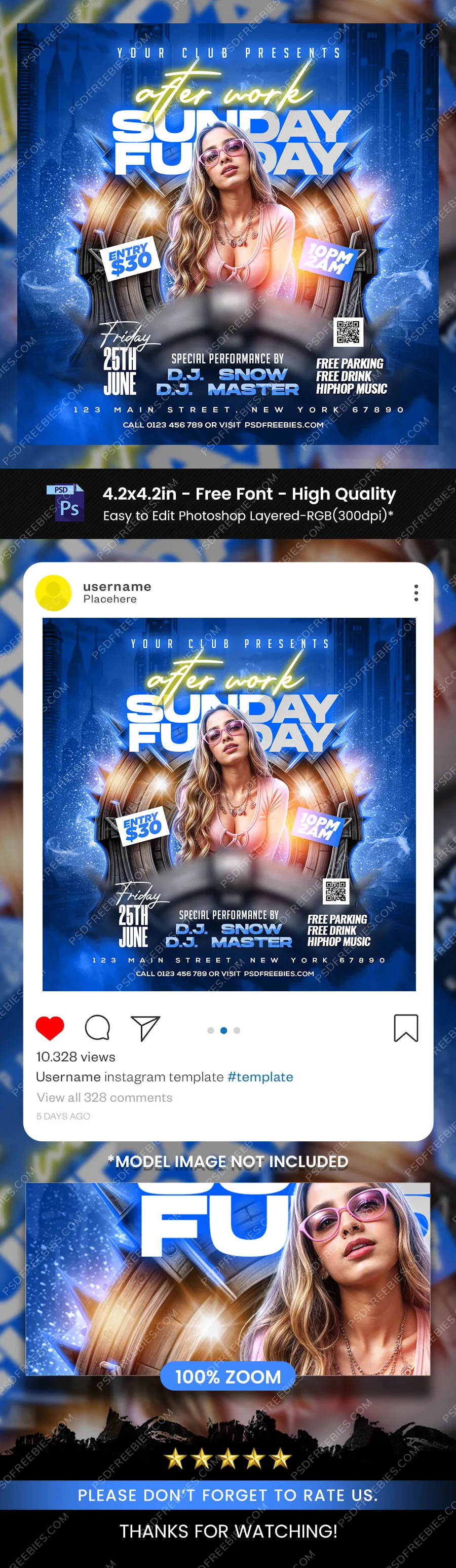After Work Weekend Club Music Party Post PSD