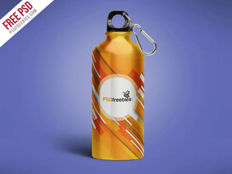 Aluminum Water Bottle Mockup Free PSD