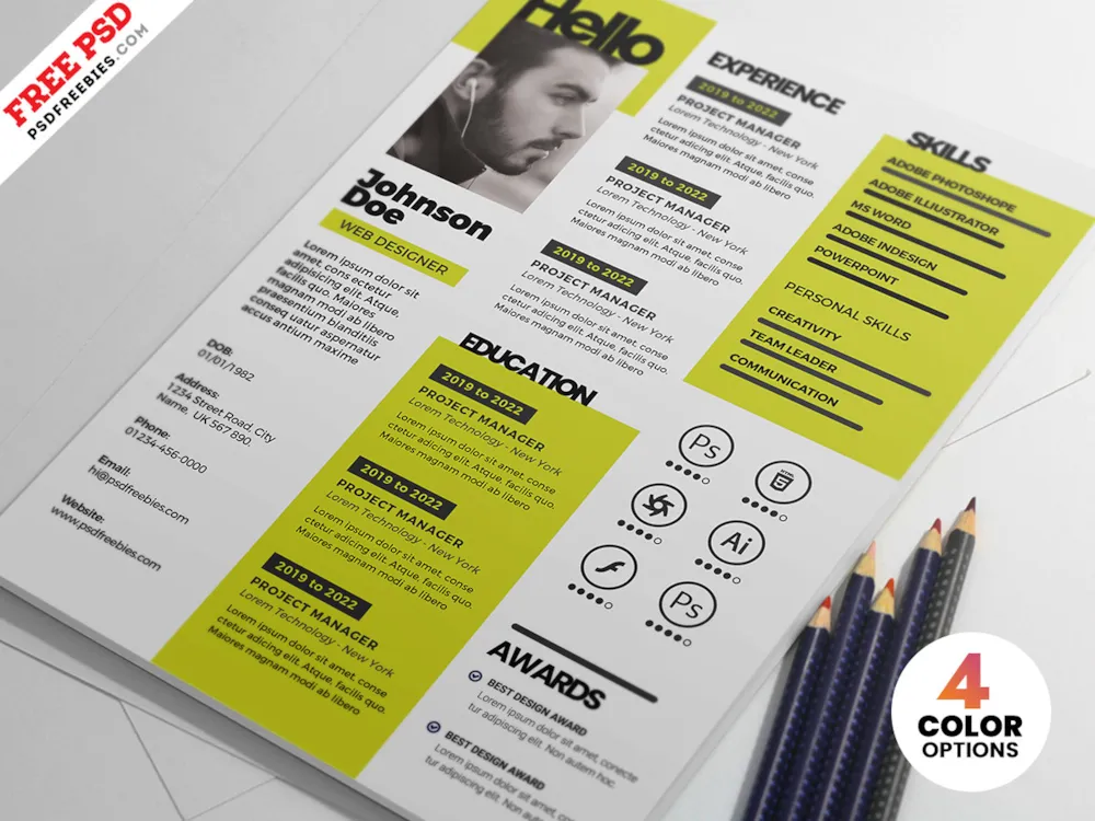 Awesome Modern Resume CV PSD Template