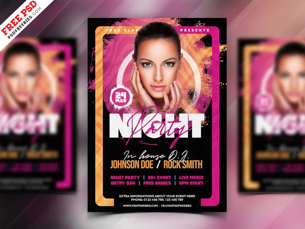 Awesome Music Party Flyer PSD