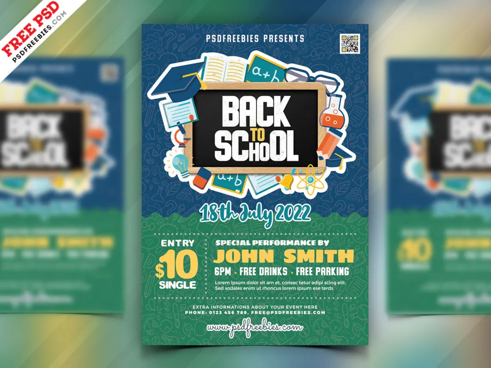 Back to School Party Flyer Design PSD