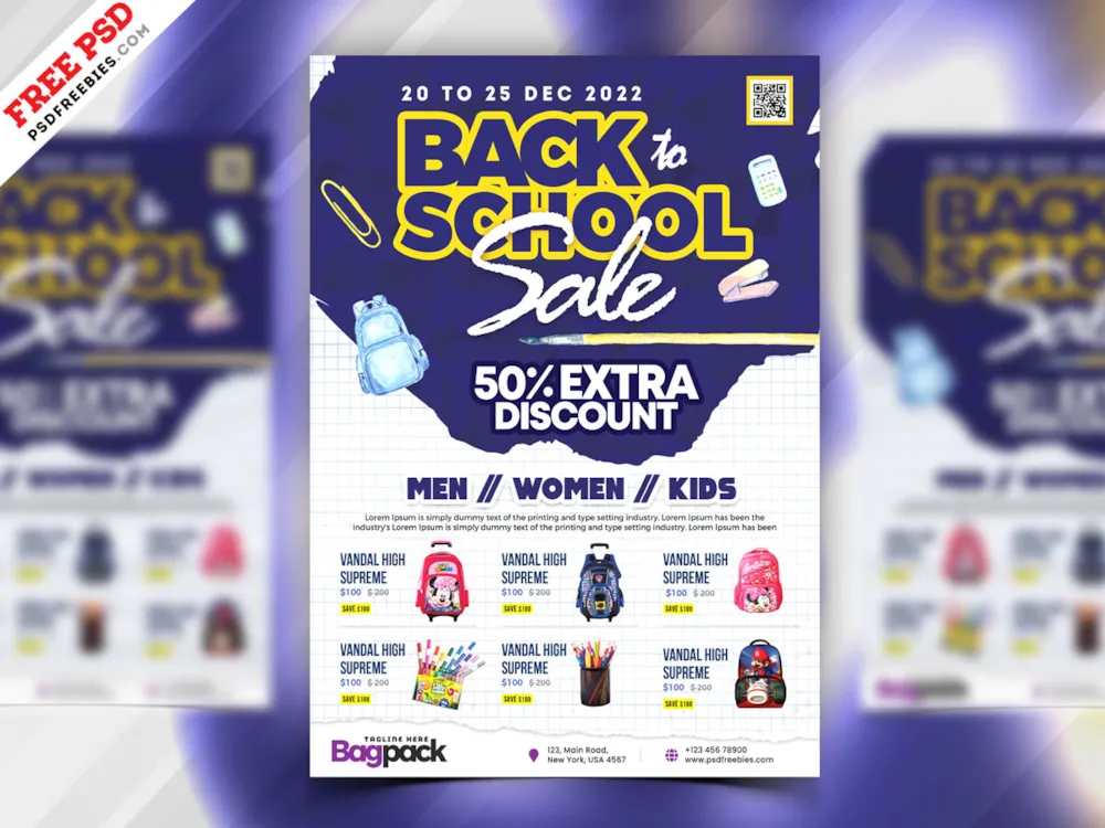Back to School Sale Flyer PSD