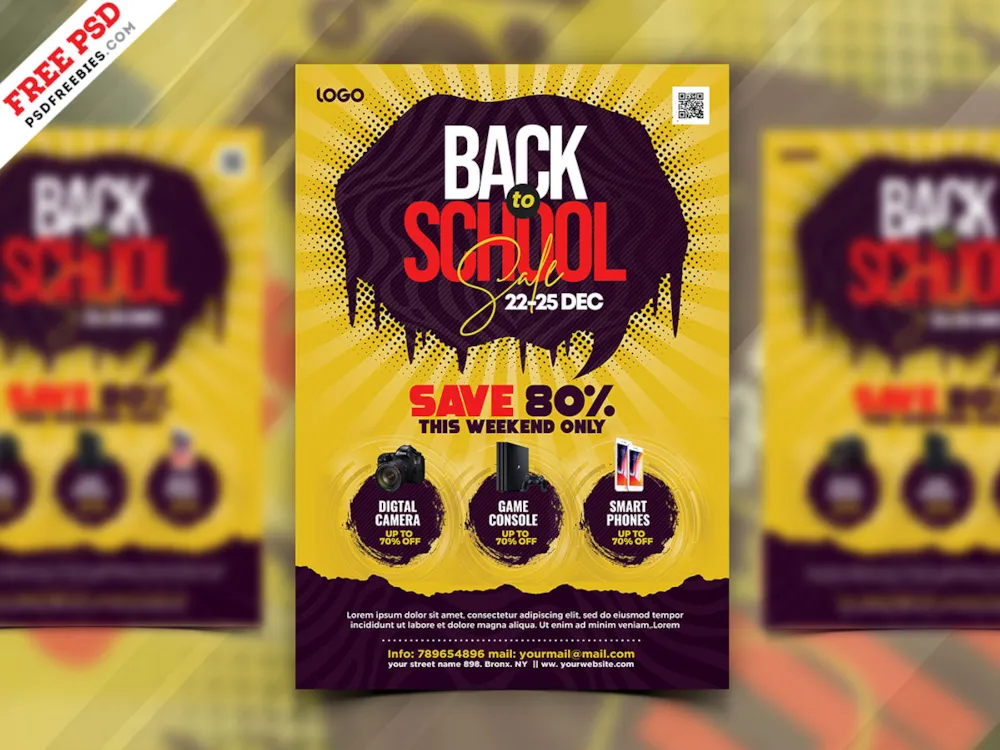 Back to School Season Sale Flyer PSD