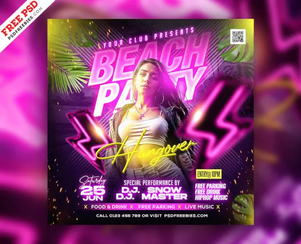 Beach Music Party Event Post PSD
