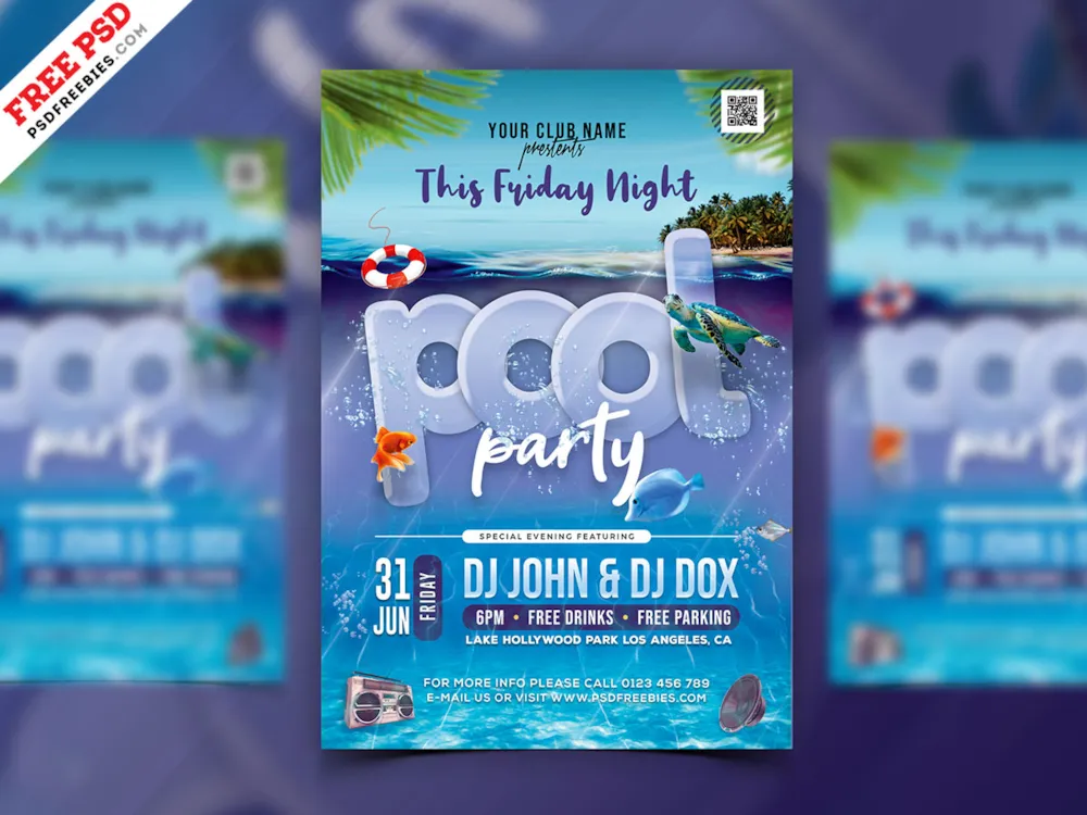 Beach and Pool Party Flyer PSD