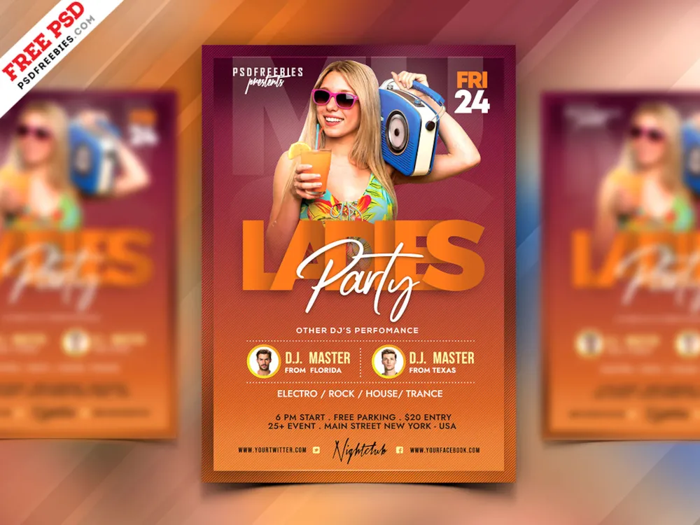 Beautiful Girls Night Party Flyer PSD