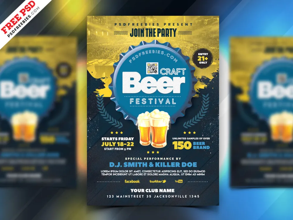 Beer Festival Celebration Flyer PSD