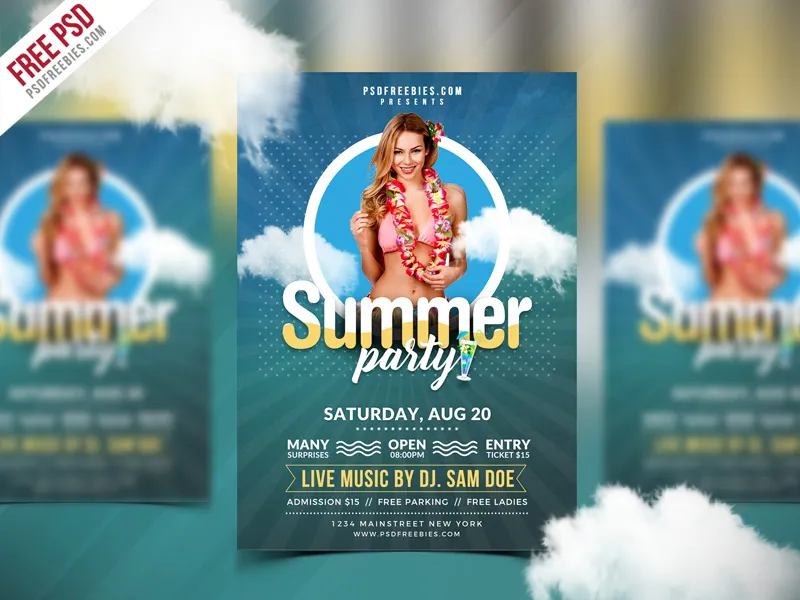 Best Free Summer Party Flyer PSD Template