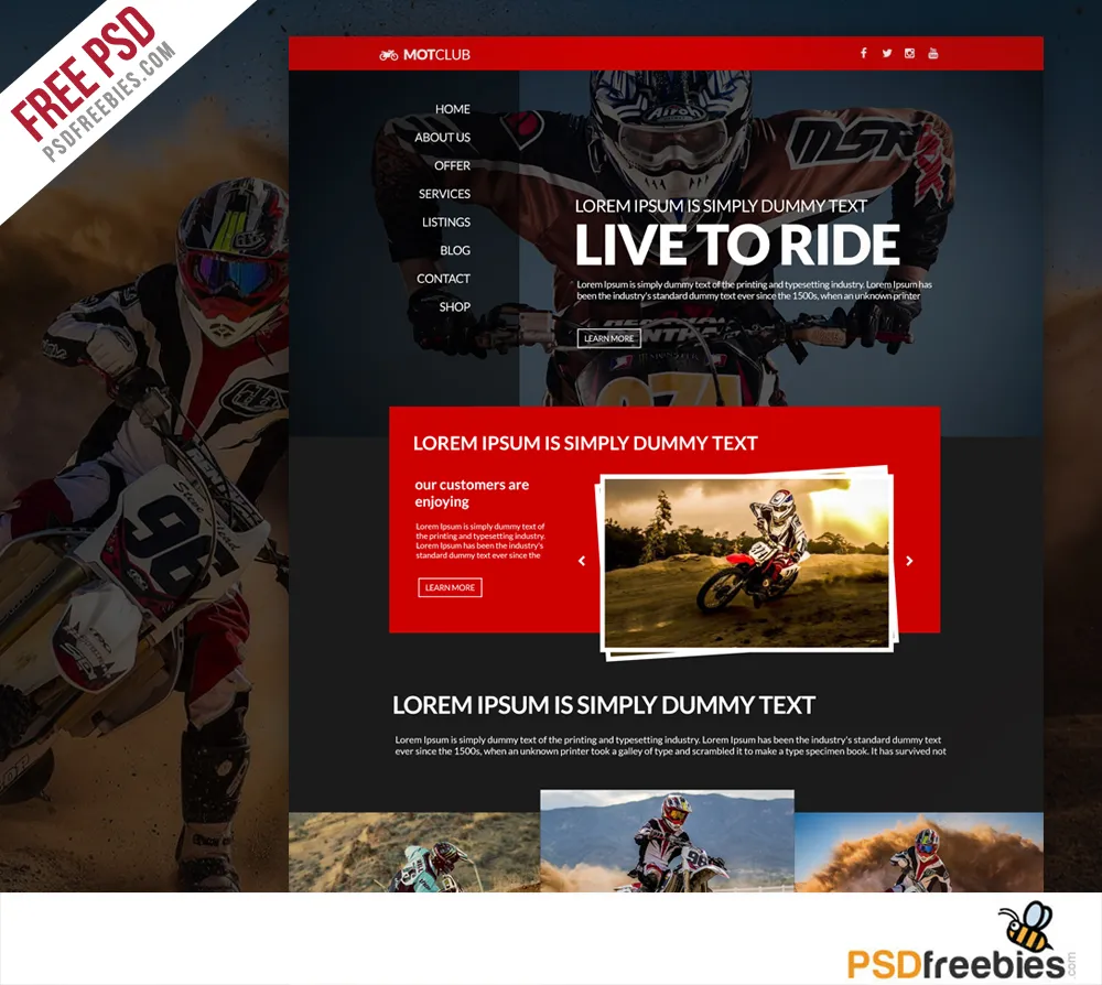 Bikers Club Website Free PSD Template