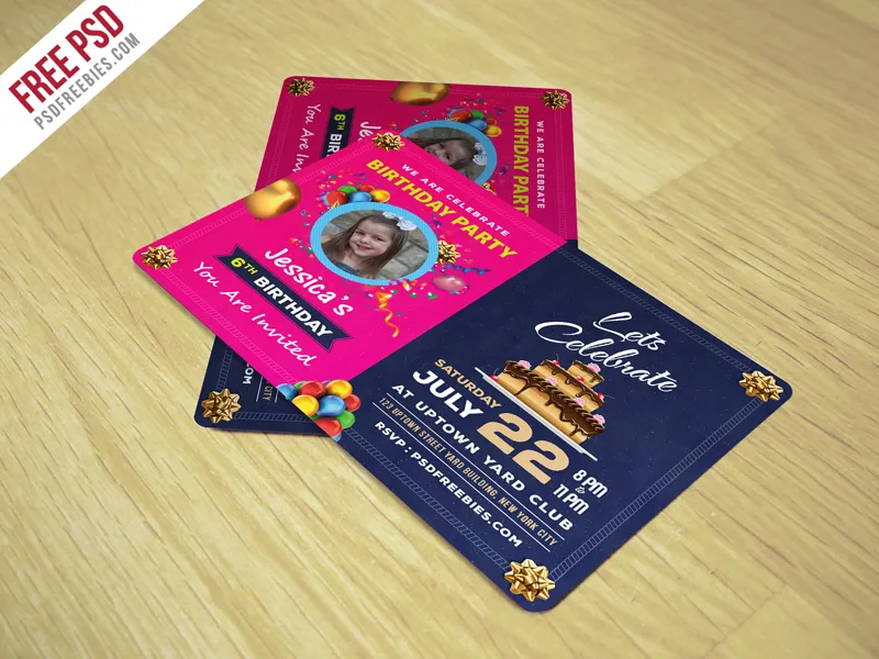 Birthday Invitation Card Template Free PSD