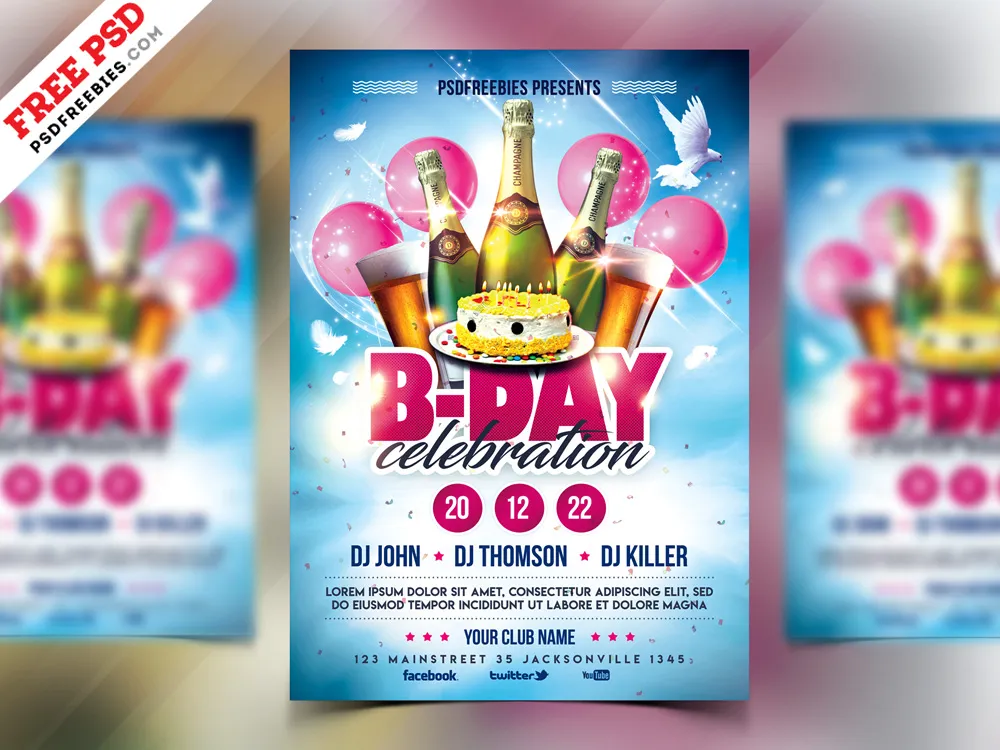 Birthday Party Celebration Flyer Design PSD
