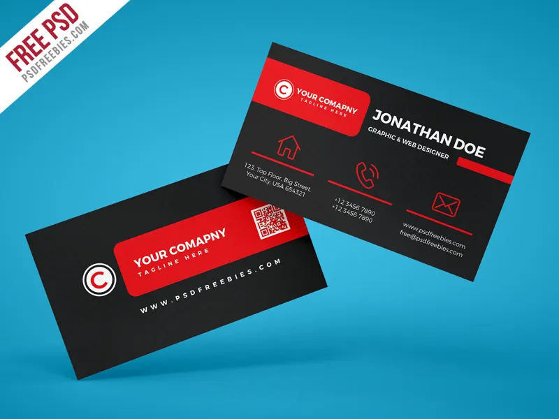 Black Corporate Business Card PSD Template