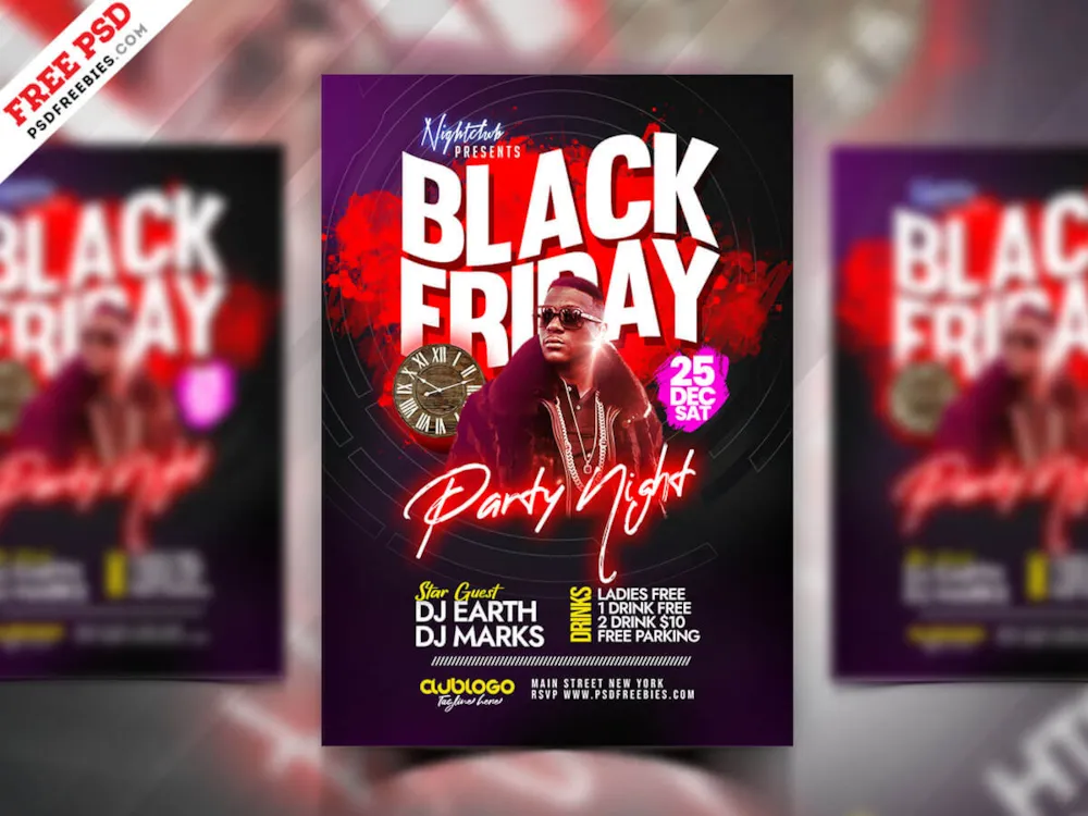 Black Friday Club Party Flyer PSD Template