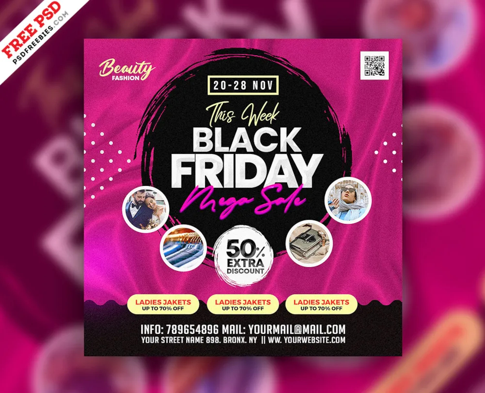 Black Friday Sale Square Instagram Post PSD