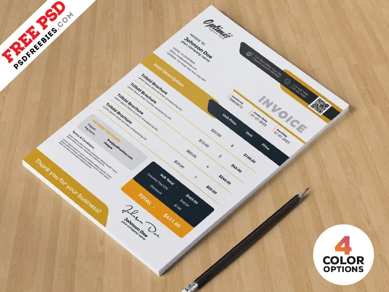 Business Invoice Design Template PSD