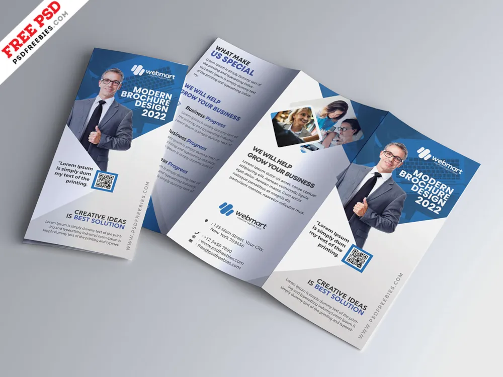 Business Marketing Tri-Fold Brochure Design PSD