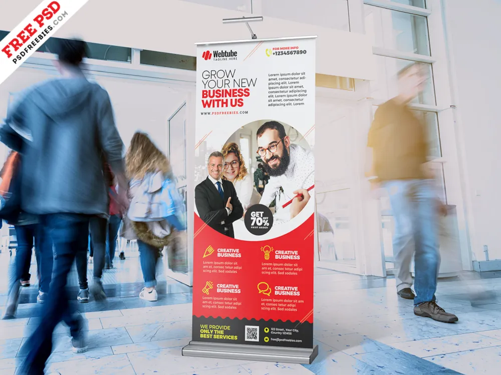 Business Promotion Roll Up Banner Design PSD